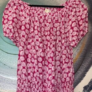 Michael Kors Women's Pink Leaf Print Top